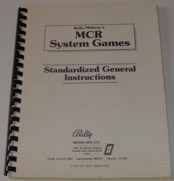 (image for) Bally/Midway MCR System Games Standardized General Instructions